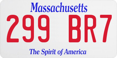 MA license plate 299BR7