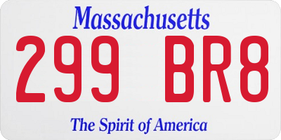 MA license plate 299BR8