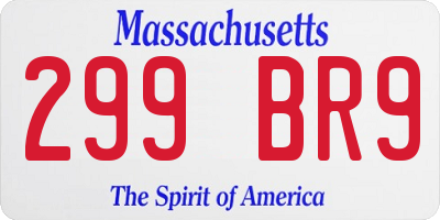 MA license plate 299BR9