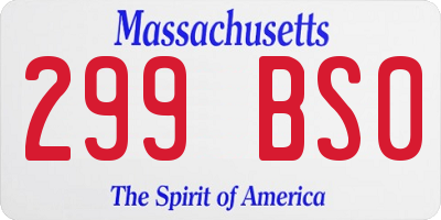 MA license plate 299BS0