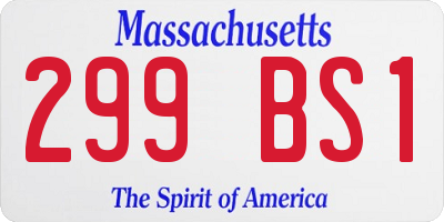 MA license plate 299BS1