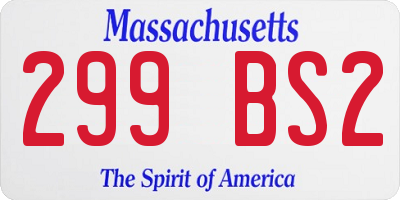 MA license plate 299BS2