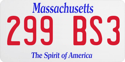 MA license plate 299BS3