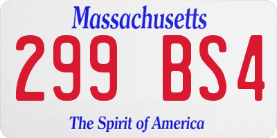 MA license plate 299BS4
