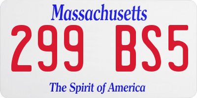 MA license plate 299BS5