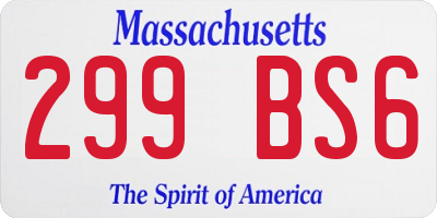 MA license plate 299BS6