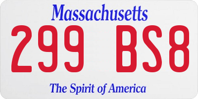 MA license plate 299BS8