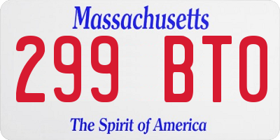 MA license plate 299BT0