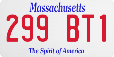 MA license plate 299BT1