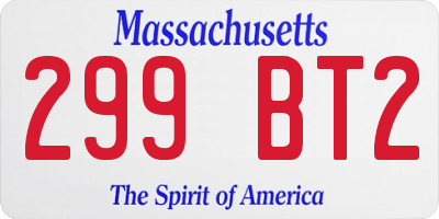 MA license plate 299BT2