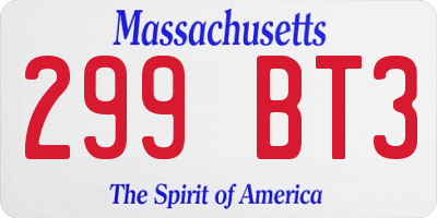 MA license plate 299BT3