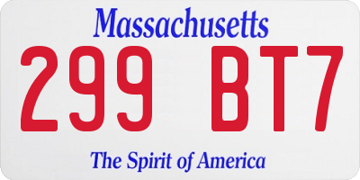 MA license plate 299BT7