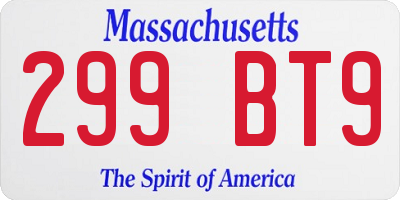MA license plate 299BT9