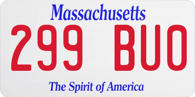 MA license plate 299BU0