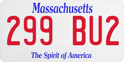 MA license plate 299BU2