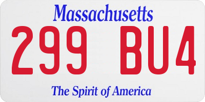 MA license plate 299BU4
