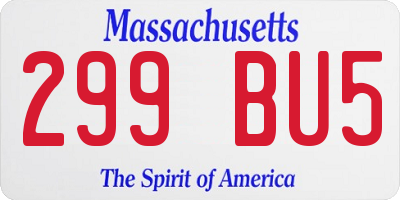 MA license plate 299BU5