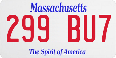 MA license plate 299BU7