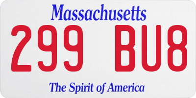 MA license plate 299BU8