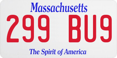 MA license plate 299BU9