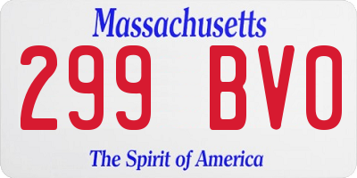 MA license plate 299BV0