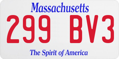 MA license plate 299BV3