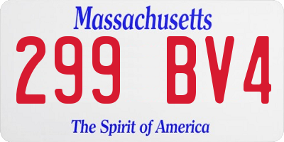 MA license plate 299BV4