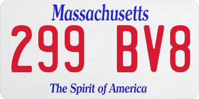 MA license plate 299BV8