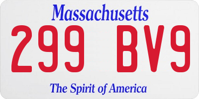 MA license plate 299BV9