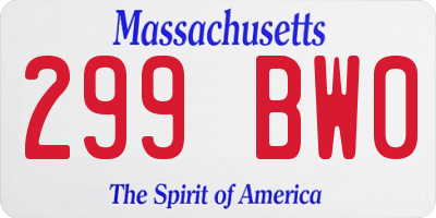 MA license plate 299BW0