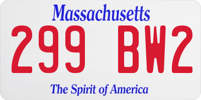MA license plate 299BW2