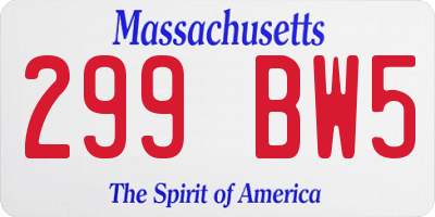 MA license plate 299BW5