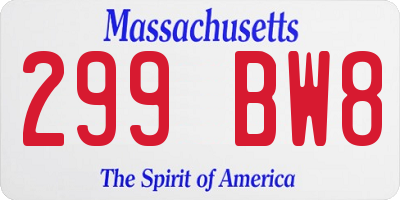 MA license plate 299BW8