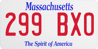 MA license plate 299BX0