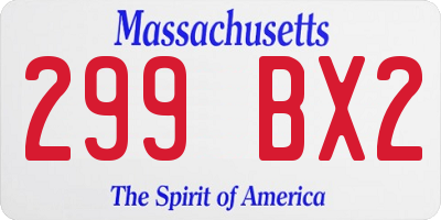 MA license plate 299BX2