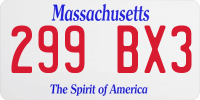 MA license plate 299BX3