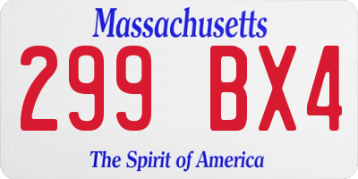 MA license plate 299BX4
