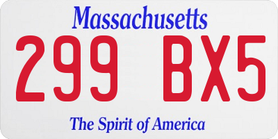 MA license plate 299BX5