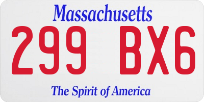 MA license plate 299BX6