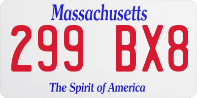 MA license plate 299BX8