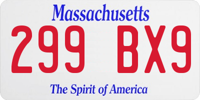 MA license plate 299BX9