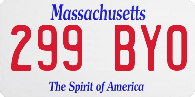 MA license plate 299BY0