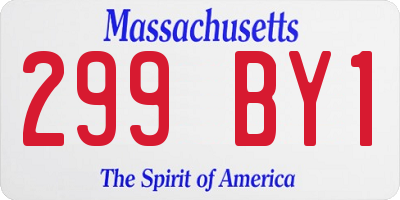 MA license plate 299BY1