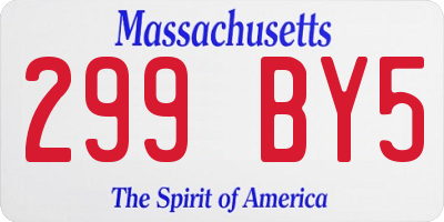 MA license plate 299BY5