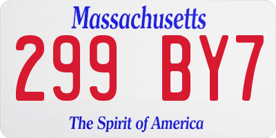 MA license plate 299BY7