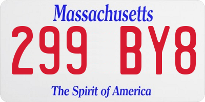 MA license plate 299BY8