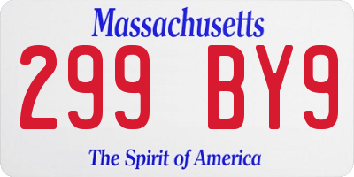 MA license plate 299BY9