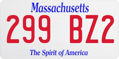 MA license plate 299BZ2