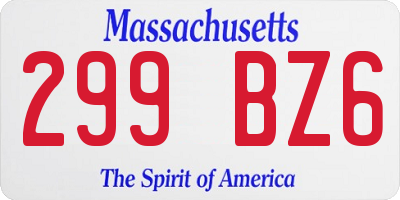 MA license plate 299BZ6
