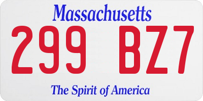 MA license plate 299BZ7